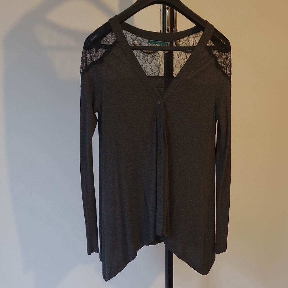 Velvet Gray Lace Accent Women's Sweater